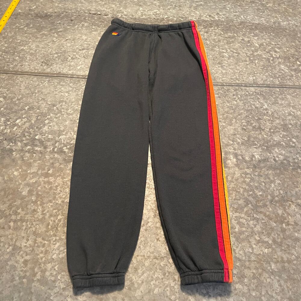 Aviator Nation 5 Stripe Charcoal Gray Sweatpants Womens Medium Athleisure Pants - Picture 2 of 11